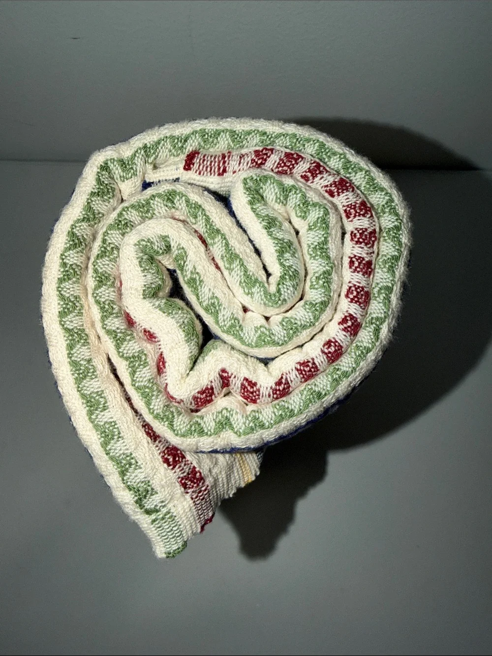 teema Ivory Golf Burgundy Navy Green Striped Textured Turkish Towel